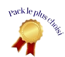 Pack le plus choisi - Meilleure offre avec médaille d'or Médaille d'or avec rubans rouges et texte pack le plus choisi mettant en avant l'offre la plus populaire.